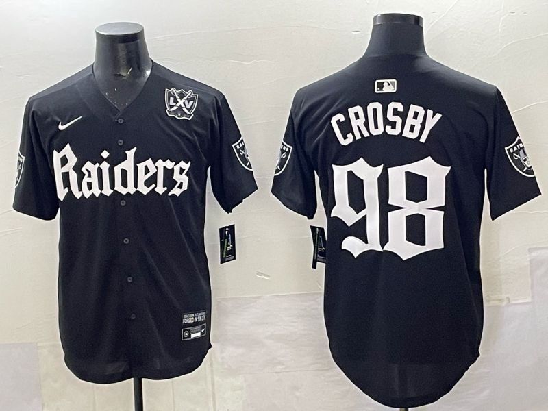 Men 2025 Oakland Raiders 98 Crosby Black 6th generation Joint Name Nike Limited NFL Jersey style 010